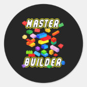 Building Bricks Master Builder Construction Block  Ronde Sticker (Voorkant)