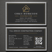Building Construction Black Faux Metal QR Code Visitekaartje