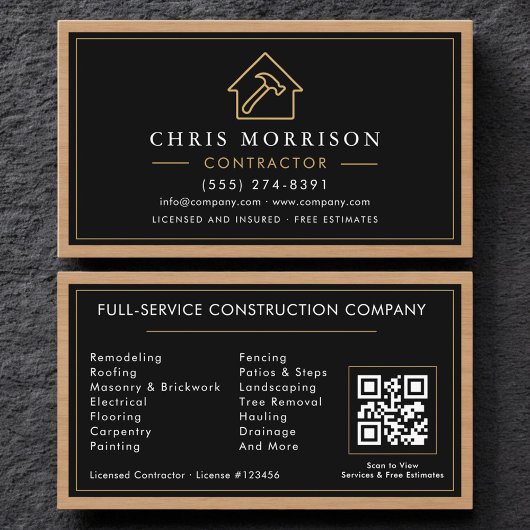Building Construction Black Gold Business Card Visitekaartje