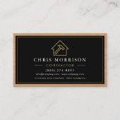 Building Construction Black Gold Business Card Visitekaartje (Voorkant)