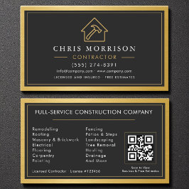 Building Construction Black Gold Metal QR Code Visitekaartje