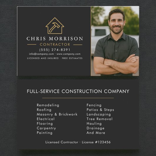 Building Construction Black Gold Photo Contractor Visitekaartje