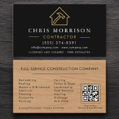 Building Construction Black Gold QR Code Wood Visitekaartje