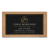 Building Construction Black Gold Wood QR Code Magnetisch Visitekaartje (Voorkant)
