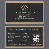 Building Construction Black Gold Wood QR Code Visitekaartje