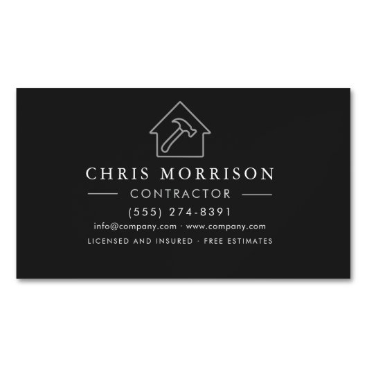 Building Construction Black Silver Magnetisch Visitekaartje (Voorkant)