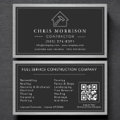 Building Construction Black Silver Metal QR Code Visitekaartje