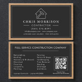 Building Construction Black Silver Wood QR Code Visitekaartje