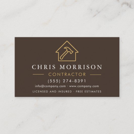 Building Construction Brown Gold QR Code Visitekaartje (Voorkant)