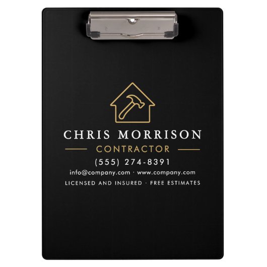 Building Construction Contractor Black Gold Klembord (Voorkant)