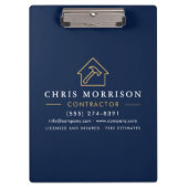 Building Construction Contractor Navy Blue Gold Klembord (Voorkant)