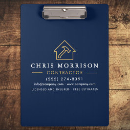 Building Construction Contractor Navy Blue Gold Klembord