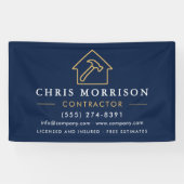 Building Construction Contractor Navy Blue Gold Spandoek (Horizontaal)