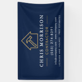 Building Construction Contractor Navy Blue Gold Spandoek (Verticaal)