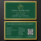 Building Construction Green Gold Metal QR Code Visitekaartje
