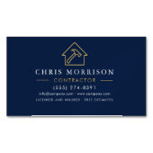 Building Construction Navy Blue Gold Magnetisch Visitekaartje (Voorkant)