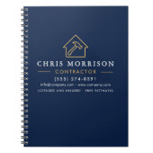 Building Construction Navy Blue Gold Notitieboek (Voorkant)
