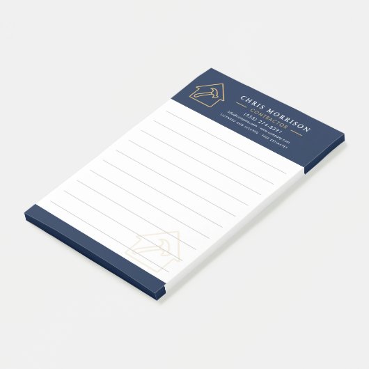 Building Construction Navy Blue Gold Post-it® Notes (Schuin)
