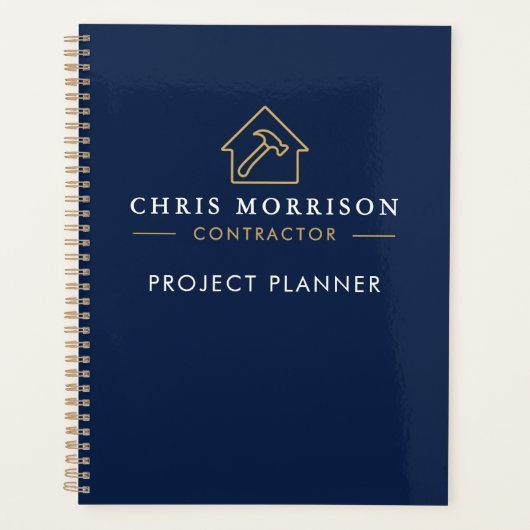 Building Construction Navy Blue Gold Project Planner (Voorkant)