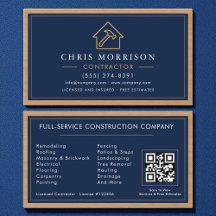 Building Construction Navy Blue Gold Wood QR Code