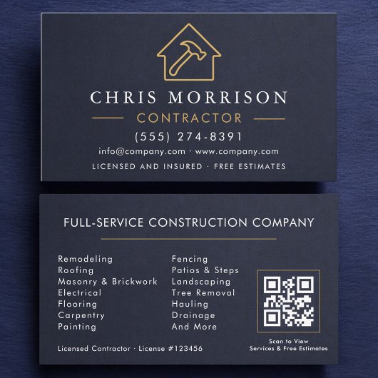 Building Construction Navy Blue Slate Stone Visitekaartje