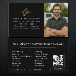 Building Construction QR Code Photo Black Gold Visitekaartje