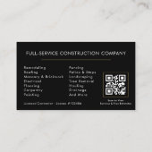 Building Construction QR Code Photo Black Gold Visitekaartje (Achterkant)