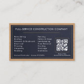 Building Construction Stone Navy Blue Gold Wood Visitekaartje (Achterkant)