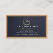 Building Construction Stone Navy Blue Gold Wood Visitekaartje (Voorkant)
