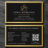 Building Contractor Black Gold Metal QR Code Visitekaartje