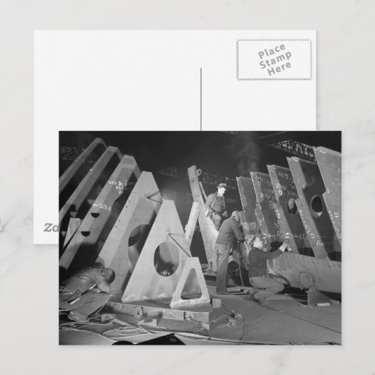 Building Liberty Ships, 1941 Briefkaart (Voorkant / Achterkant)