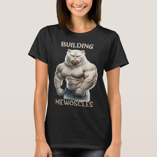 Building Mewoscles Cat Kitten Weightlifting Bodybu T-shirt (Voorkant)