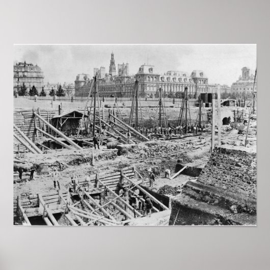 Building of the Hotel-Dieu, Paris, c.1866 Poster (Voorkant)