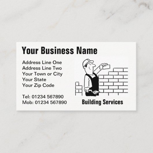 Building Services Cartoon Visitekaartje (Voorkant)