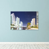 Buildings along the Miami River Riverwalk Canvas Afdruk (Insitu (Houten vloer))