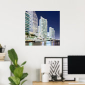 Buildings along the Miami River Riverwalk Poster (Thuiskantoor)