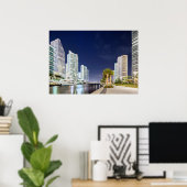Buildings along the Miami River Riverwalk Poster (Thuiskantoor)