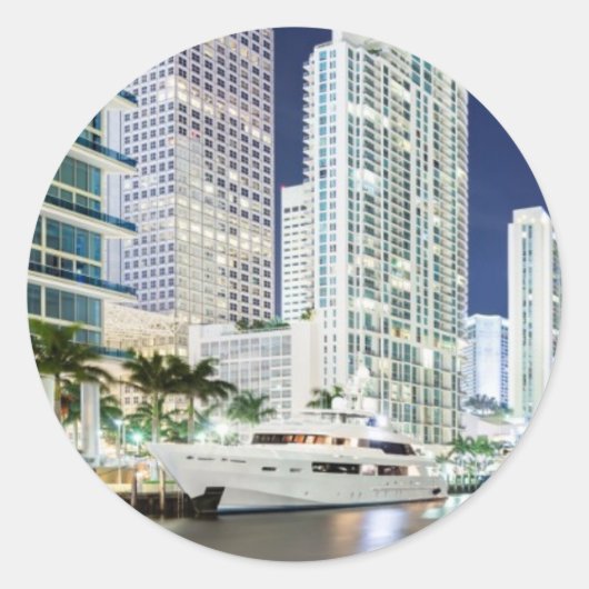 Buildings along the Miami River Riverwalk Ronde Sticker (Voorkant)