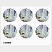 Buildings along the Miami River Riverwalk Ronde Sticker (Vel)