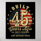 Built 45 Years Ago Funny 45th Birthday Usa Flag  Poster (Voorkant)