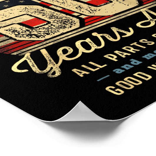 Built 50 Years Ago Funny 50th Birthday Usa Flag  Poster (Hoek)