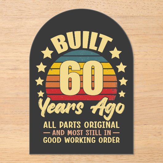 Built 60 Years Ago All Parts Original 60 Birthday Acryl Uitnodigingen (Voorkant)