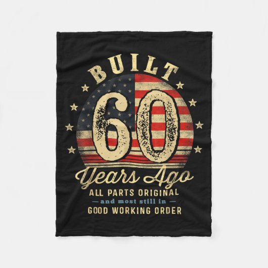 Built 60 Years Ago Funny 60th Birthday Usa Flag  Fleece Deken (Voorkant)