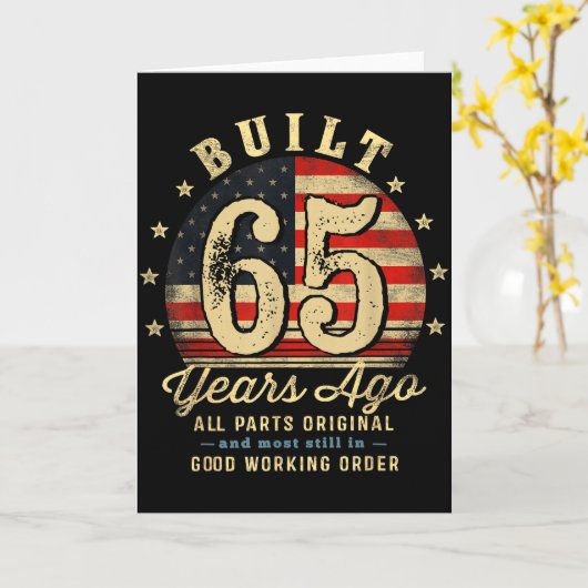 Built 65 Years Ago Funny 65th Birthday Usa Flag  Kaart (Gele Bloem)