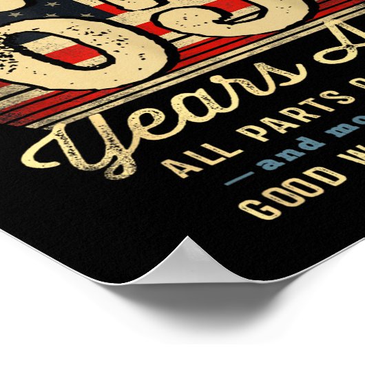 Built 65 Years Ago Funny 65th Birthday Usa Flag  Poster (Hoek)