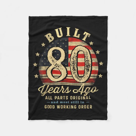 Built 80 Years Ago Funny 80th Birthday Usa Flag  Fleece Deken (Voorkant)