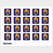 Built by Workers Industrial Skyline Labor Day Shir Vierkante Sticker (Vel)