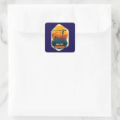 Built by Workers Industrial Skyline Labor Day Shir Vierkante Sticker (Tas)