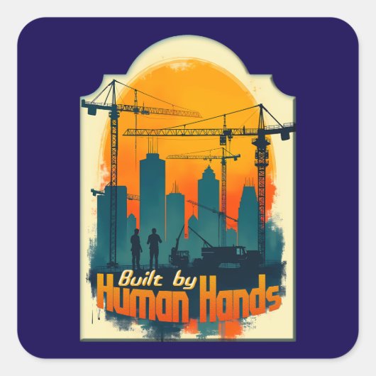 Built by Working Hands Labor Day Construction Desi Vierkante Sticker (Voorkant)