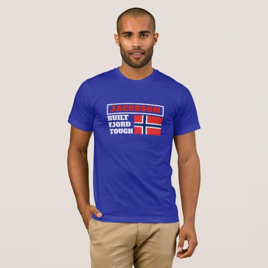"Built Fjord Tough" en Noorse vlag T-shirt (Voorkant volledig)